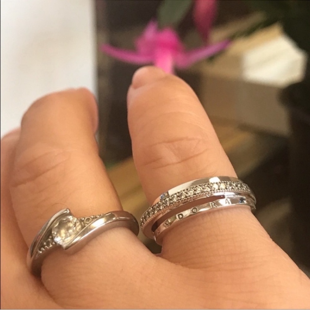 $95 New Pandora Triple Band Pave Ring Size 5 - Picture 13 of 14